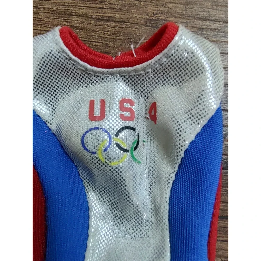 Barbie Doll Swimsuit USA Olympics One Piece Silver Red Blue Shimmery Z32